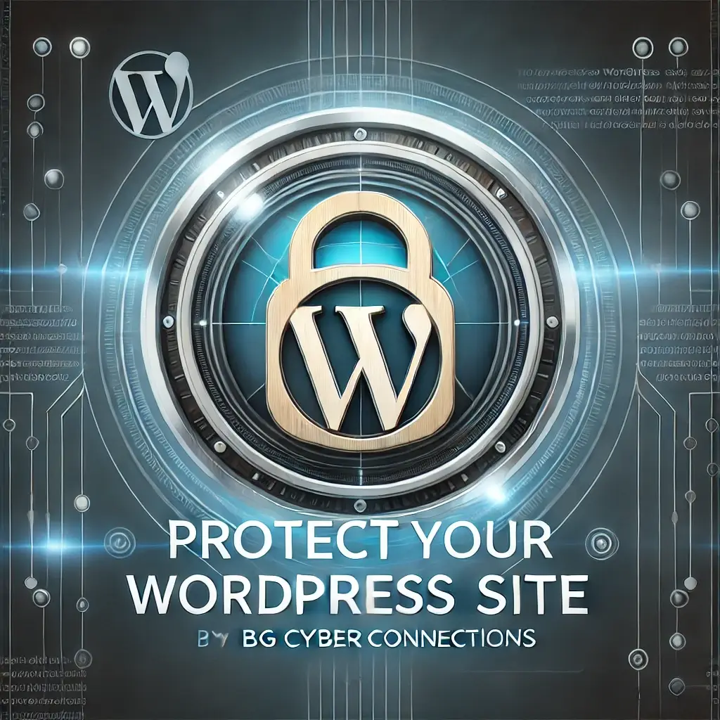 The image includes a WordPress logo, a lock icon representing sec
