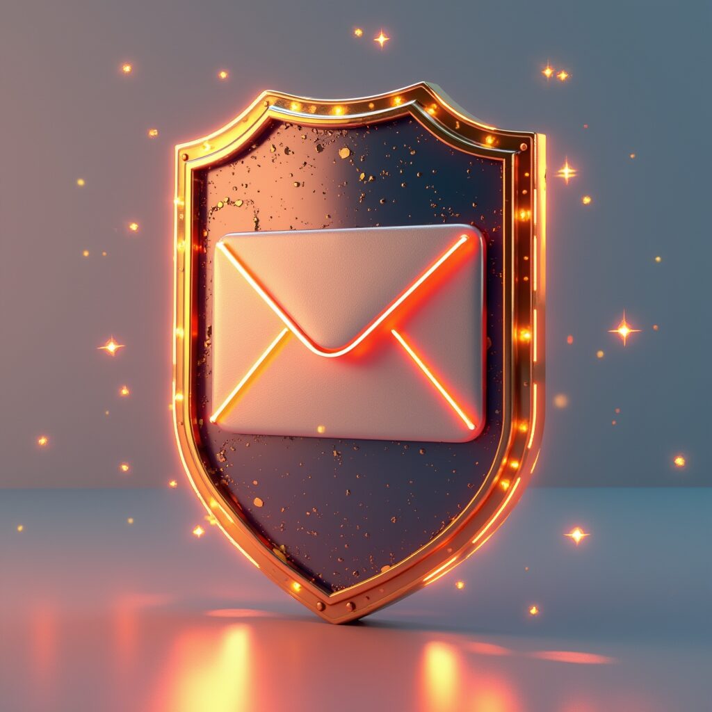 DMARC security shield protecting business emails.